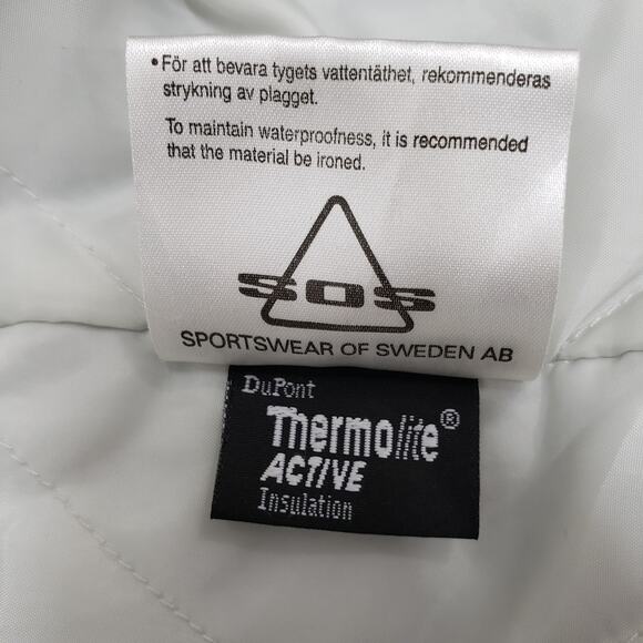 Vintage SOS Sportswear of Sweden Ski Snow Jacket w Hood Insulated Thermolite S - Picture 12 of 13